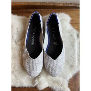 Rothy's The Flat Knit Women's Shoes Size 8 White & Blue Comfortable Eco-Friendly